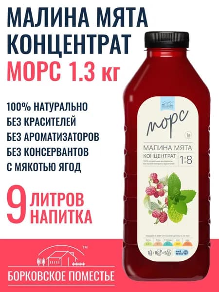 Морс Малина Мята, концентрат, сироп 1л (1.3 кг), натуральный