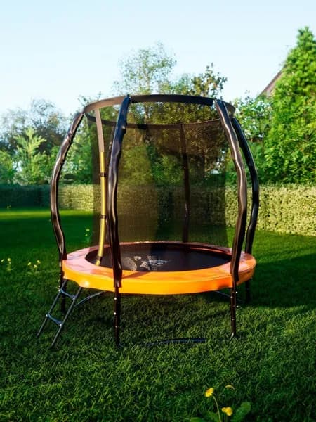 Каркасный батут DFC KENGOO II 6ft с внутренней защитной сеткой, лестницей, для детей и взрослых, для улицы дома, детский спортивный комплекс, диаметр 1,83 м до 80 кг, оранжевый/черный