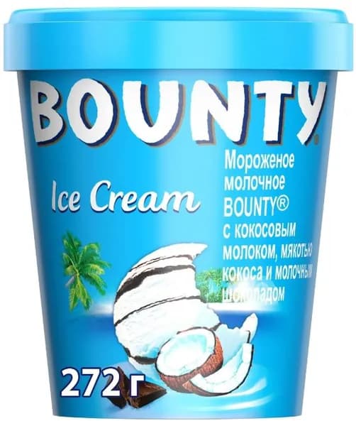 Мороженое молочное с кокосовым молоком Bounty ведёрко, 272 г