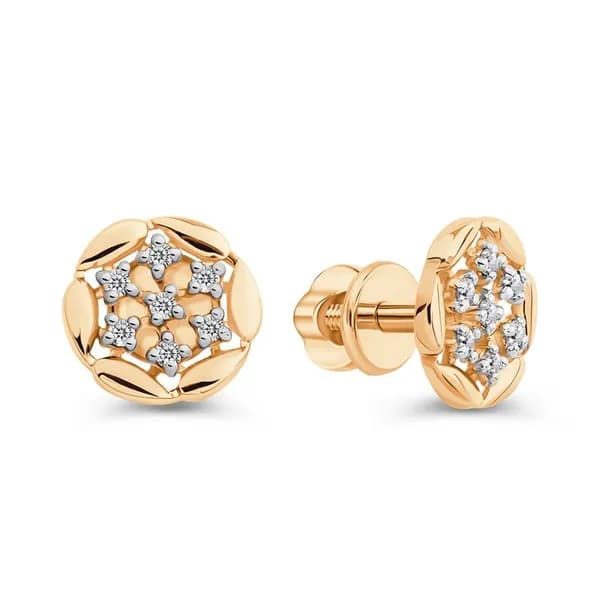 Серьги женские с фианитами из красного золота 375 пробы 585GOLD