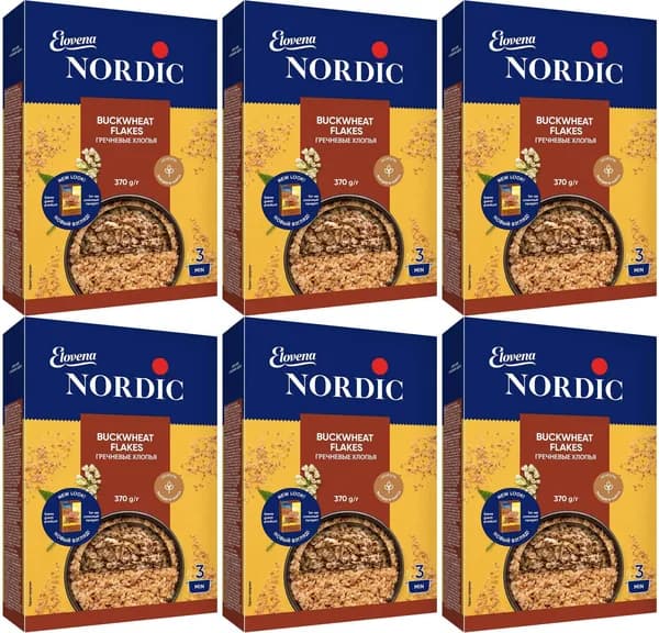 Хлопья гречневые Nordic быстрого приготовления, комплект: 6 упаковок по 550 г