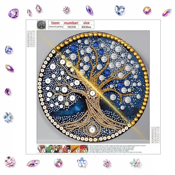 Частичная алмазная картина Blue Tree Синее древо жизни 30 30 см