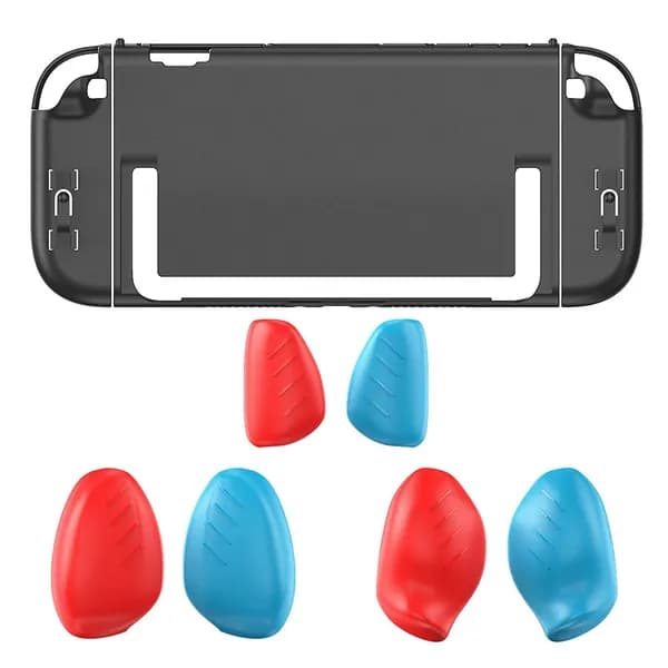 Чехол для Nintendo Switch 2 из прозрачного поликарбоната с синими и красными ручками