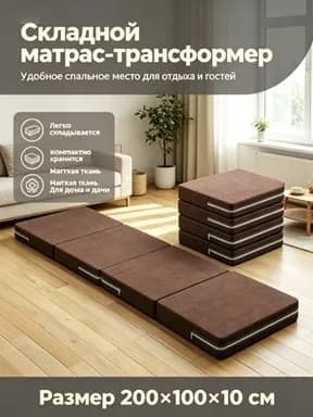 Бескаркасный диван Матрас, Лён, Размер XL,темно-коричневый