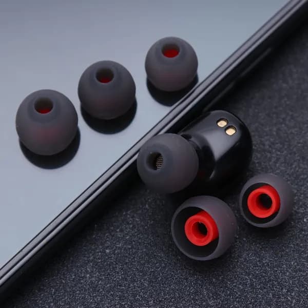 Силиконовые амбушюры для наушников 3 пары (L/M/S), серо-красные