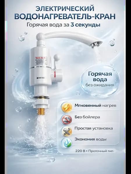 Проточный электрический кран водонагреватель
