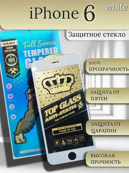 Защитное стекло для iPhone 6 (белое)