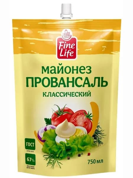 Fine Life Майонез Провансаль классический 67%, 750мл