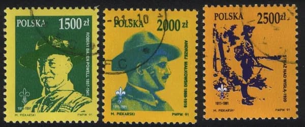Польша 1991 80-летие скаутского движения в Польше 3 марки (с гашением)