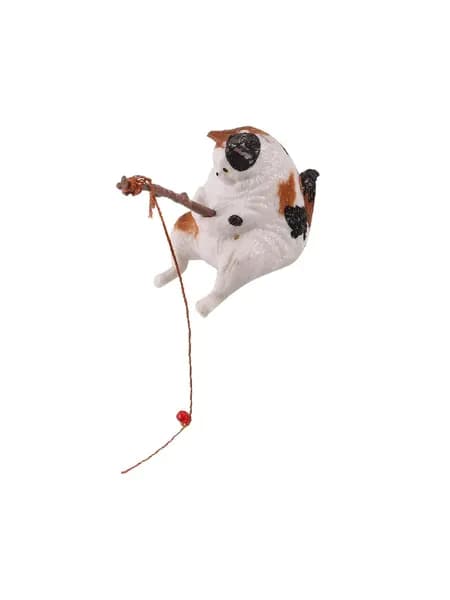 (Один) Ландшафтное украшение аквариума Meow Mi fishing-Ловля котенка черным, желтым и белым