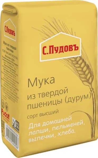 Мука С.Пудовъ из твердой пшеницы высший сорт 500г