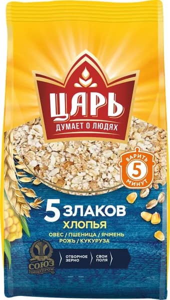 Хлопья мультизлаковые ЦАРЬ 5 злаков, 400г