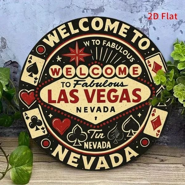 <2D Flat> 1 шт. Неоновая вывеска "Добро пожаловать в Лас-Вегас" - винтажный декор в стиле ретро с красно-черным дизайном