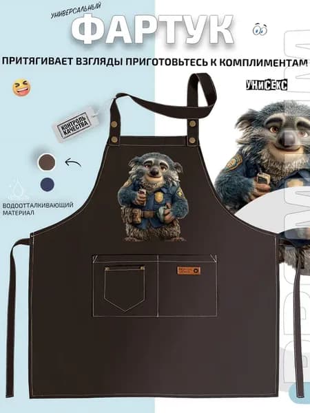 Фартук коала-полицейский с жетоном и рацией