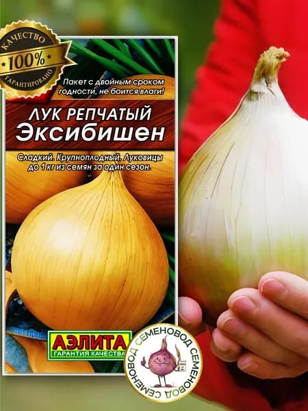 Лук репчатый ЭКСИБИШЕН - Вес до 1 кг (в первый год)!!! / СЕМЕНА лука 0,2 гр. - Агрофирма АЭЛИТА