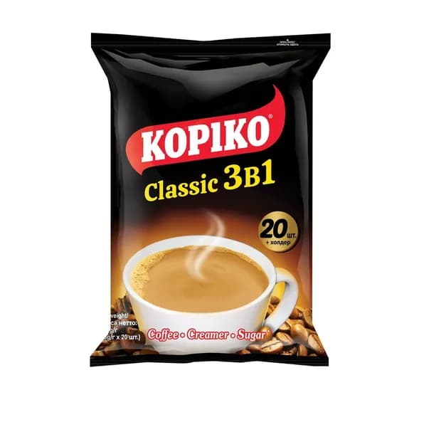 KOPIKO Кофейный напиток 3в1 Classic 20пак.*20г, 1 уп