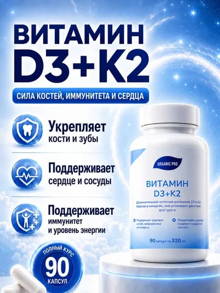 Витамин Д3 К2 2000 МЕ, Vitamin d3 k2 капсулы для взрослых, 90 шт
