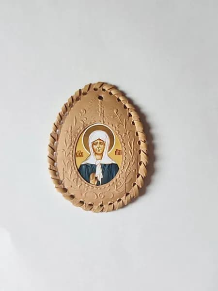 Иконка в бересте с оплеткой для ношения с собой "Матрона Московская"