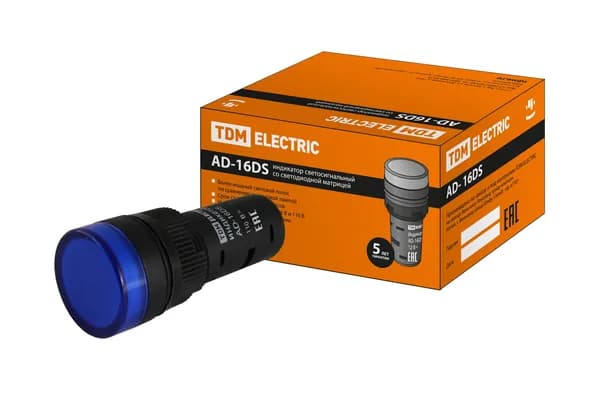 Лампа AD-16DS(LED) матрица d16мм синий 110В AC/DC TDM 1 шт (SQ0702-0069)