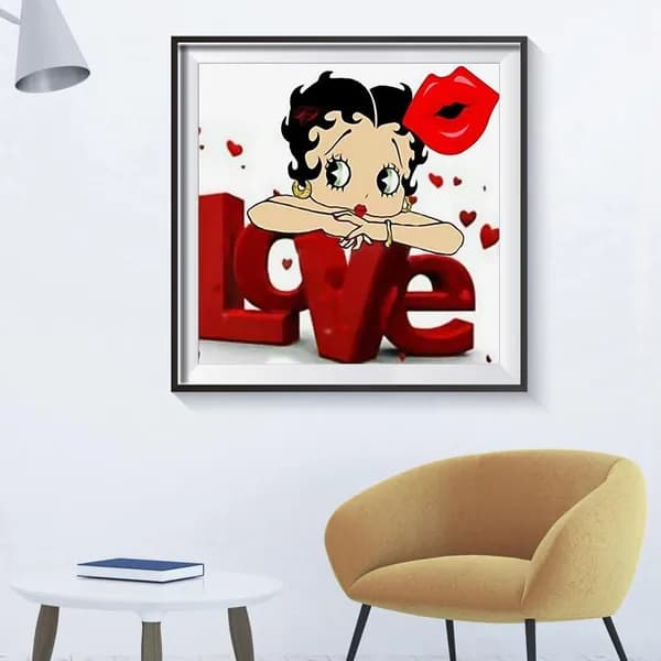 Диамантная картина DIY Betty Boop 40 40 см, 5D, синтетические камни
