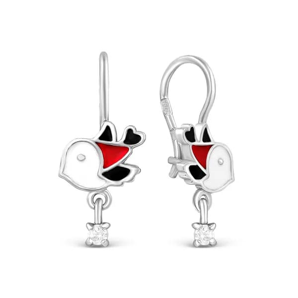 Серьги детские серебро 925 Птички Серебро России