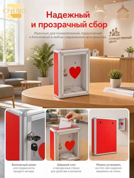 Ящик для анкет, пожертвований , голосования, 285х215х105