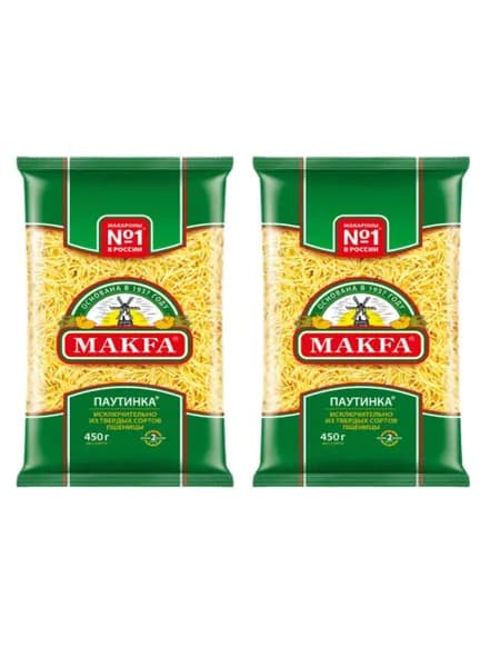 Вермишель Макфа Паутинка, 2шт по 400 гр