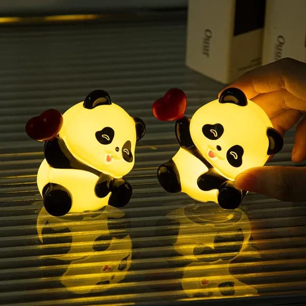 Детский ночник "Панда с бамбуком" 3D светильник с тёплым LED светом, декор для торта и дня рождения, подарок для детей