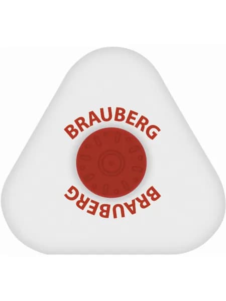 Ластик / резинка стирательная / стерка канцелярская для карандаша Brauberg Energy, 45х45х10 мм, белый, треугольный, красный пластиковый держатель