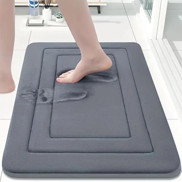 Ультрамягкий коврик для ванной из пенополиуретана с эффектом памяти, 24x16 дюймов впитывающий, можно стирать в машине и нескользящий!