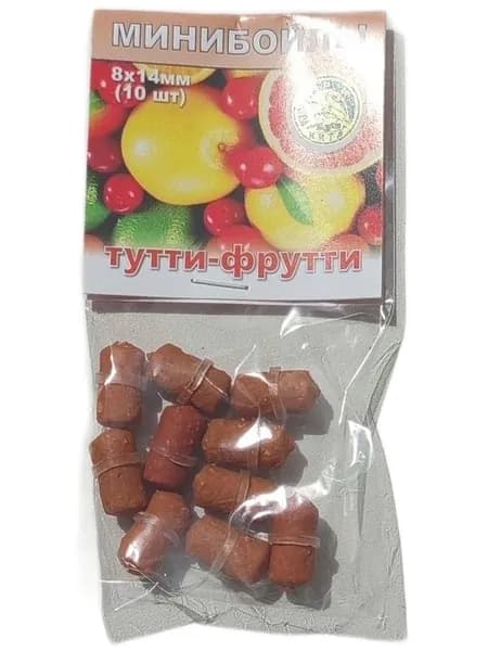 Мини бойлы для рыбалки на резинке (дамбелсы), ТУТТИ-ФРУТТИ, 10 шт (8*14 мм) крупные