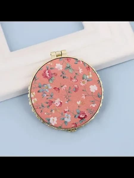 Мини-зеркало складное Round-Orange с цветочным принтом