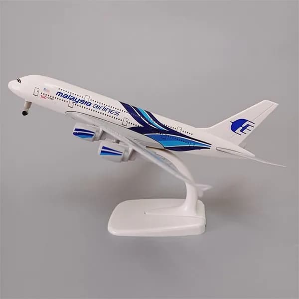 Металлическая Модель Самолета Аэробус 380, Авиакомпании Малайзии Malaysia Airlines A380, 20CM С Колесами