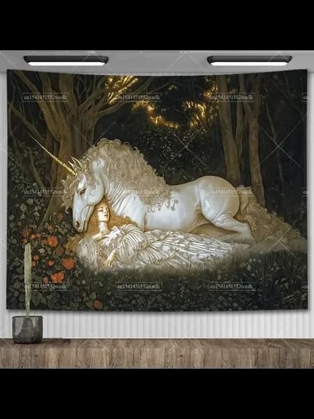 Женский и единорог гобелен 95X73C