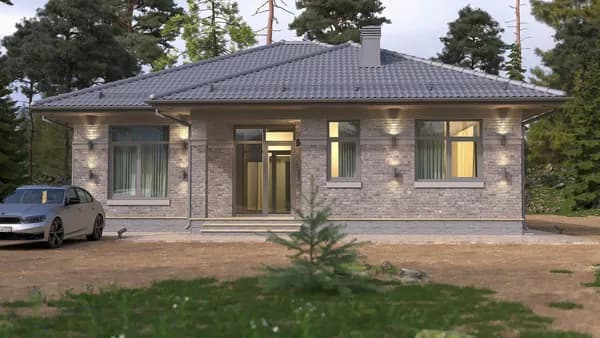 Проект "Популист" 120 м2 газосиликатного (400 мм) дома с облицовочным кирпичом 1Нф (120 мм)