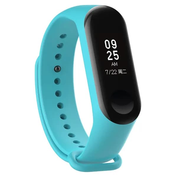 Силиконовый ремешок для фитнес-браслета Xiaomi Mi Band 3, цвет бирюзовый, длина 220 мм