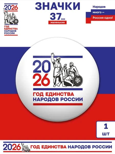 Значок Год единства народов России 1 шт 37 мм
