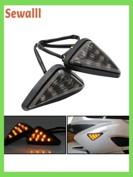Треугольные врезные светодиодные поворотники 12V для мотоциклов Suzuki, Honda, Yamaha / комплект 2 шт.