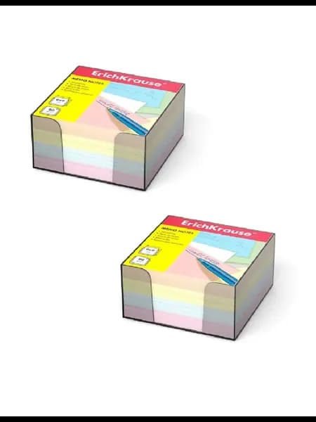 Бумага для заметок, 90x90x50 мм, 4 цвета, 2 уп