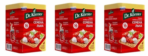Dr. Korner Хлебцы Ржаные, с семенами льна, 100 гр, 3 уп