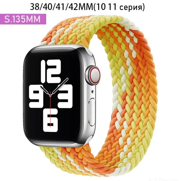 Нейлоновый ремешок для Apple Watch 42 мм(S10)/38/40/41mm, размер S series 1 2 3 4 5 6 7 8 9/SE(для эпл вотч),Эластичный плетеный браслет
