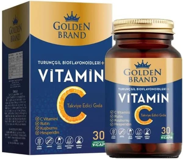 Добавка с витамином С Golden Brand 30 капсул, содержащих витамин С, рутин, шиповник и гесперидин