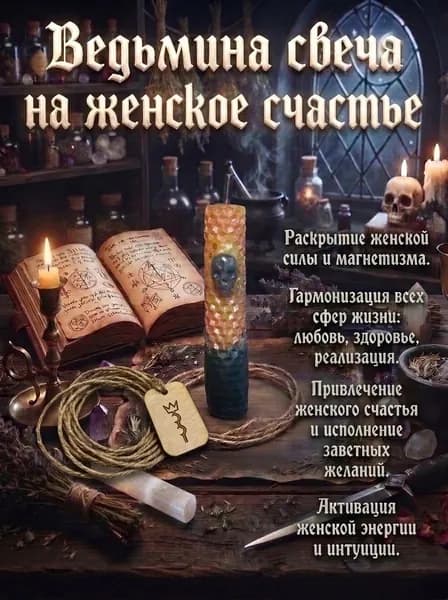 Ведьмина магическая свеча На женское счастье Лунная Королева