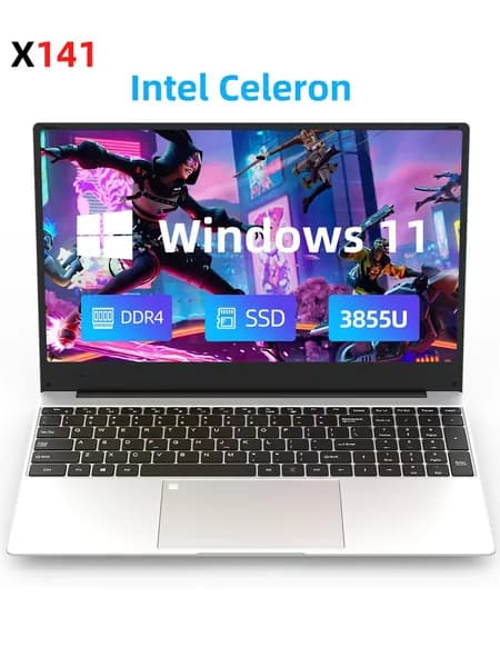 BYONE Ноутбук 14.1", Intel Celeron 3855U, RAM 8 ГБ, HDD 256 ГБ, Intel HD Graphics 510, Windows Pro, Русская раскладка