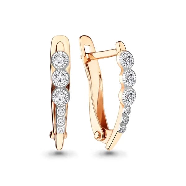 Золотые серьги DIAMANT-ONLINE с фианитом 585 пробы