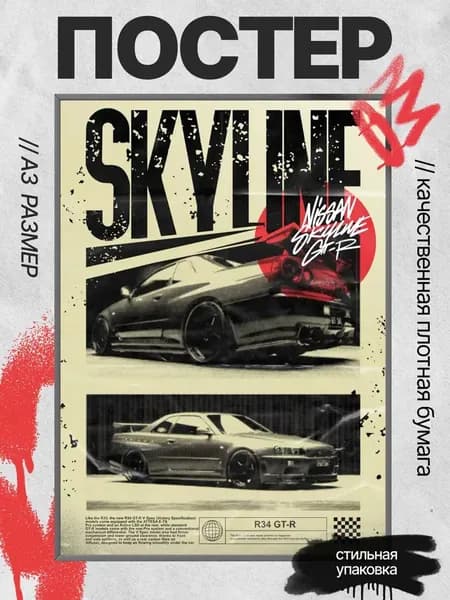 Постер А3 Nissan Skyline R34