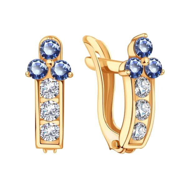 Золотые серьги DIAMANT-ONLINE с фианитом 585 пробы