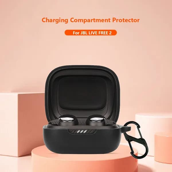 чехол мягкий силиконовый для наушников JBL LIVE FREE 2, защита от ударов и царапин