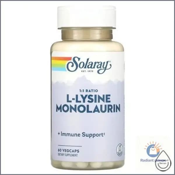 Solaray, L-lysine monolaurin, L-лизин и монолаурин 1:1, 60 вегетарианских капсул