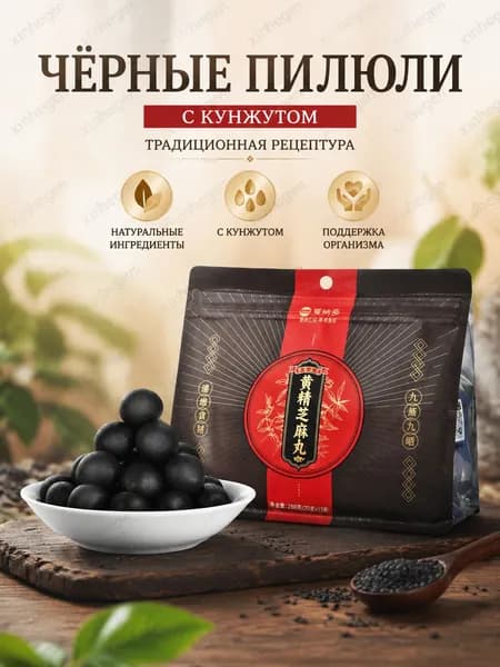 Полезные черные шарики из кунжута, 260 г, для энергии и организма, без сахара и консервантов, натуральный перекус